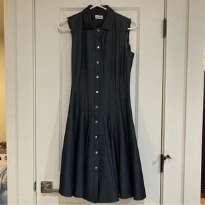 Dark Wash Button-Front Midi Dress